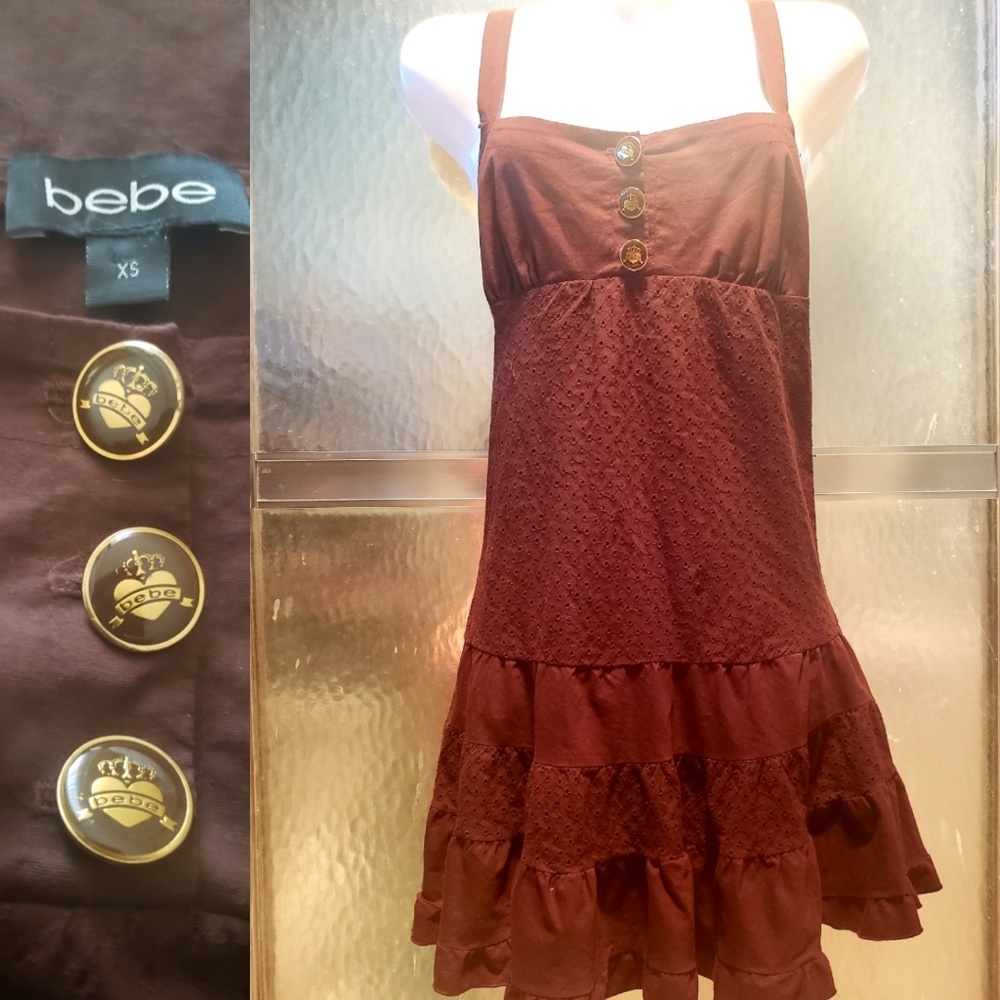 Bebe Eyelet Ruffle Mini Dress Size XS